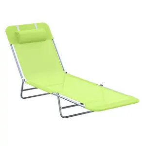 Folding Mesh Chaise Lounge Chair, Portable Sunbed with Steel Frame for Patio & Poolside
