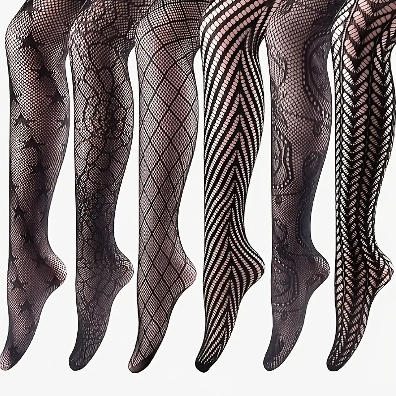 Women's 6-Pack High-Waist 30D Stretch Mesh Leggings - Bottom with Sheer Panels, Cut-Outs, Soft Breathable Seamless Material, Durable for Office Wear, Casual Outfits