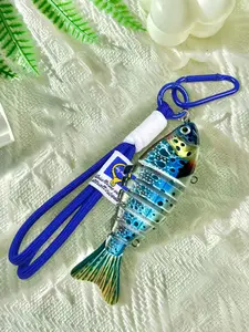 Novelty Realistic Multi Jointed Fishing Lures Keychains DIY Fish Bait Keychain Segmented Fish Swimbait Bag Charm Fishing key chain Fish Lure Keyring Pendant Rope Fish-Shaped Keychain Bass Fish Backpack Charms Purse Accessory Fishman Father Mother Day Gift
