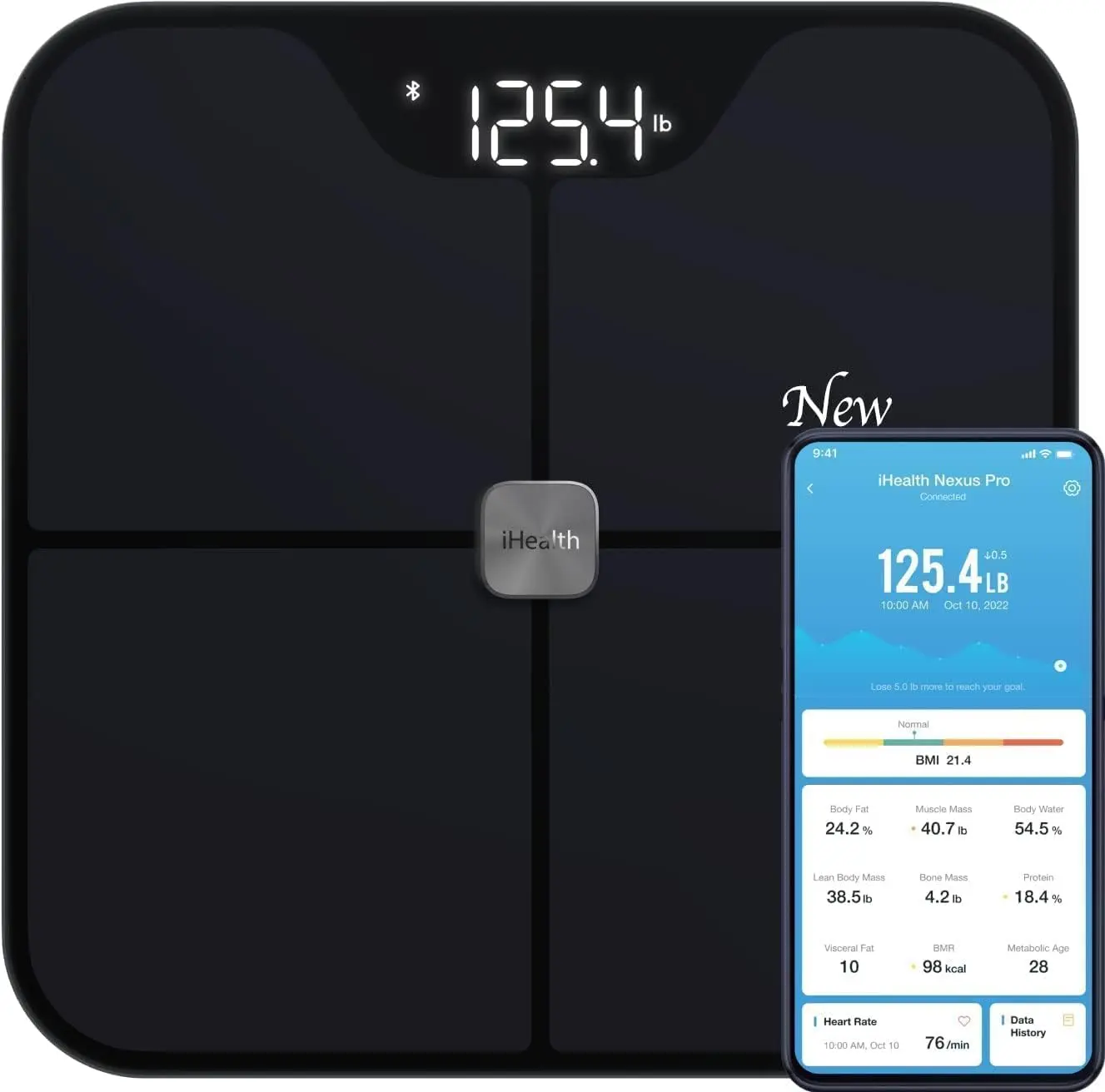 iHealth Nexus PRO Digital Weighing Scale - Smart, Precision Bathroom Scale, HSA/FSA Eligible Health & Medical Body Composition Analyzer with Bluetooth App for Fat, BMI, Muscle Mass Monitoring, Smart Bathroom Scales