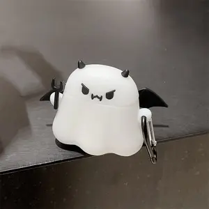 1 cute little devil shaped headphone case, drop resistant and durable silicone headphone case, Apple wireless Bluetooth headphone case, suitable for AirPods 1/2/3/4/pro/pro2/pro3, Earphone Protective Cover
