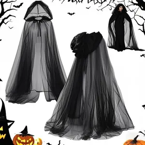 Halloween Cosplay Shawl, Wine Bride Witch Vampire Women Costume Accessory, Double Layered Cape for Party Dress Up, Double Layered Cloak