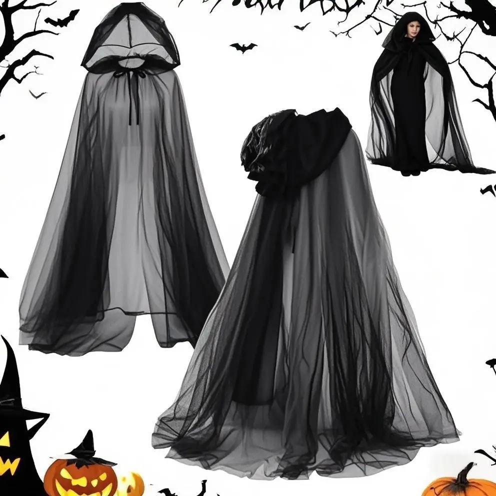 Halloween Cosplay Shawl, Wine Bride Witch Vampire Women Costume Accessory, Double Layered Cape for Party Dress Up, Double Layered Cloak, Fantasy Costume