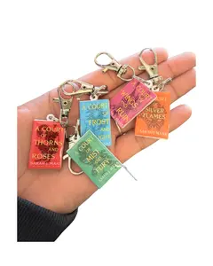 ACOTAR 5-Piece Acrylic Resin Mini Book Charms Keychain, 1.25" Tall with Detailed Book Covers and Spine, Fashion Costume Jewelry Accessory