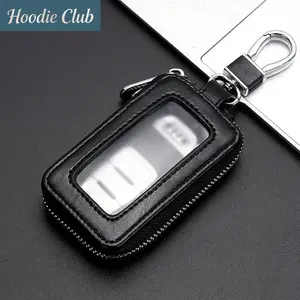 Premium Black Mirror Finish Car Key Case with Zipper Universal Key Holder Pouch Key Ring Stylish Protective Key Wallet for Men Women Anti Scratch Leather Look Car Accessory Organizer Compact Durable Travel Daily Use Gift Idea