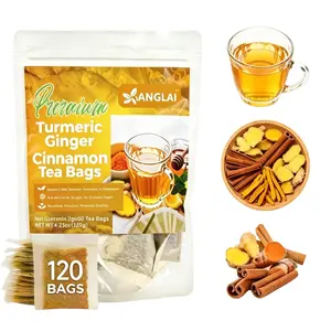 Turmeric Ginger Cinnamon Tea 100% Natural HerbalIngredients 120 Bags - Sugar Free, Caffeine Free, Gluten Free,detox,Vegan 100% All Natural Eco Friendly Teabags, Beverage