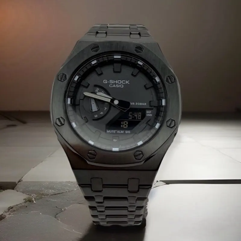Custom gshock - Casioak Mod - Black Stainless