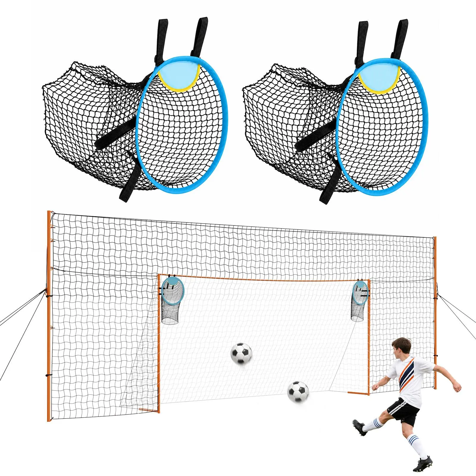 VEVOR Fixed Size 16x7 FT Iron Frame Soccer Goal with PE Net, Durable Backstop, Target Net, Ground Stakes, Ropes for Backyard Playground, Youth & Adult Outdoor Sports Practice Training#BackToSchool