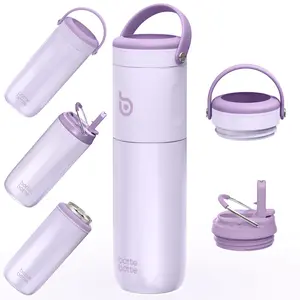 BOTTLE BOTTLE Insulated Water Bottle for Sports with Straw,2 lids,18 oz 3IN1 Water Bottles for Slim Can Coolers and Kids Tumbler, Stainless Steel Metal Bottles for Outdoor Activities Best Gift Ideas