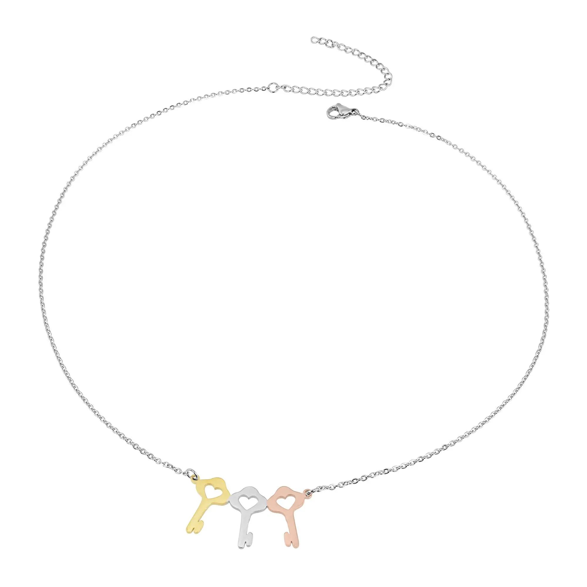 Steel by Design Tri-Color Key Station Necklace
