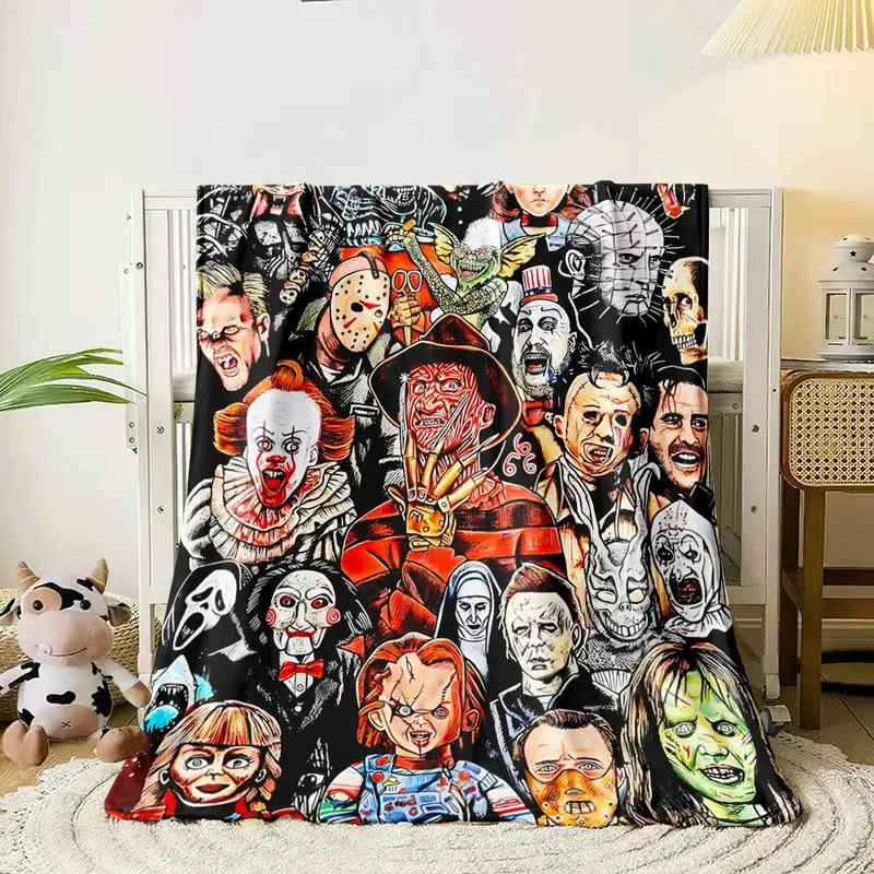 Horror movie characters Blanket- Lightweight Flannel Throw for Sofa, Bed, Travel, Camping, Livingroom, Office, Couch, Chair summerwins