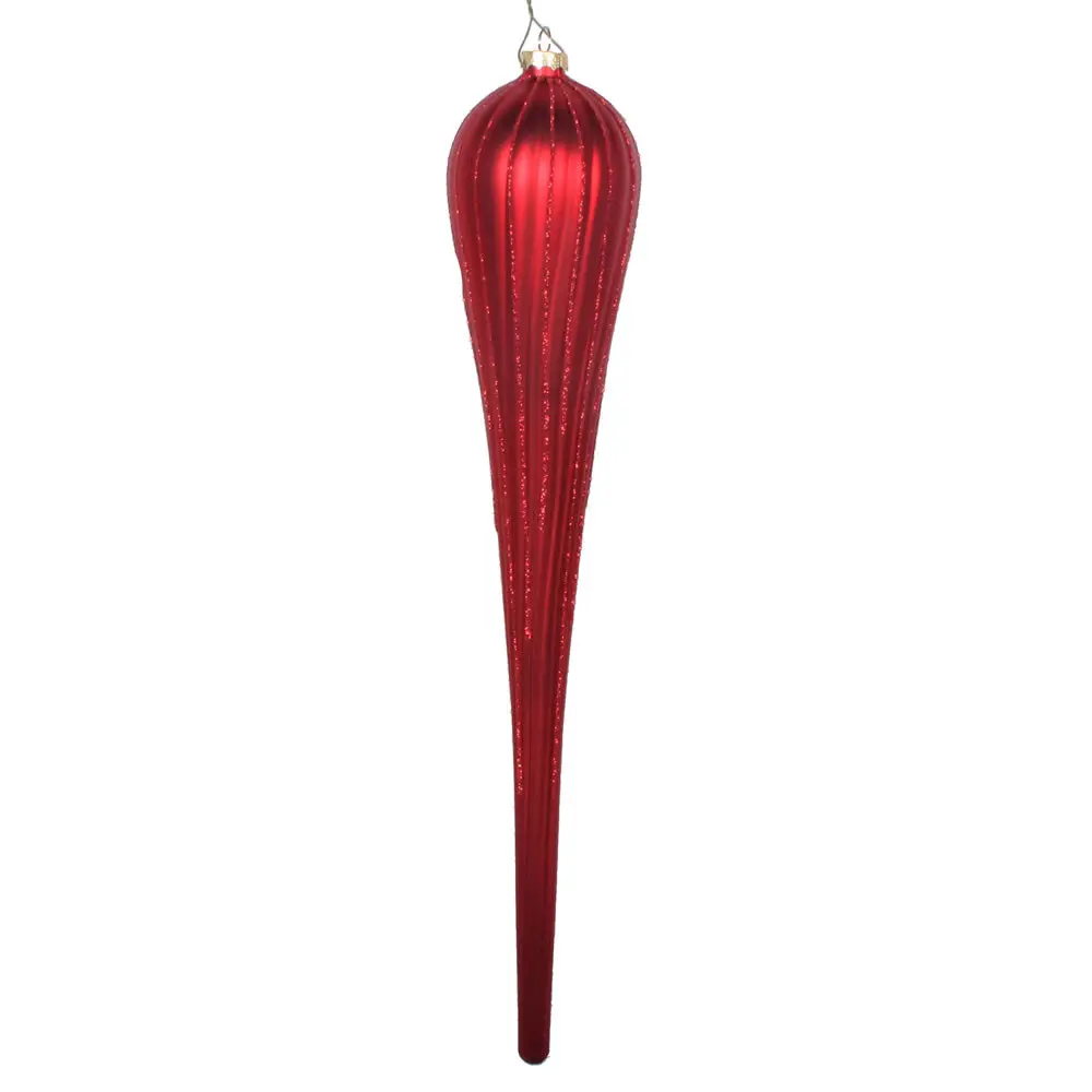 Vickerman MT195103D 15.75" Red Matte Glitter Drop Christmas Ornament Pack Of 2