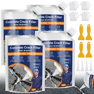 Concrete Crack Filler, 4 count Self Leveling Cement Crack Sealant, Quick-Drying Sealing Adhesive Repair Sealer for Driveways, Sidewalks, Patios,  Outdoor Joint Caulking Glue, Gray