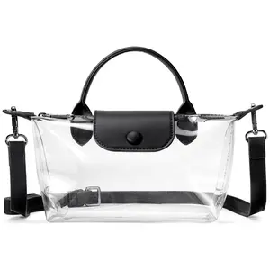 Zaleeta  Clear Bag for Stadium Approved Small Crossbody Purse Handbags for Concerts Sports Events Leather