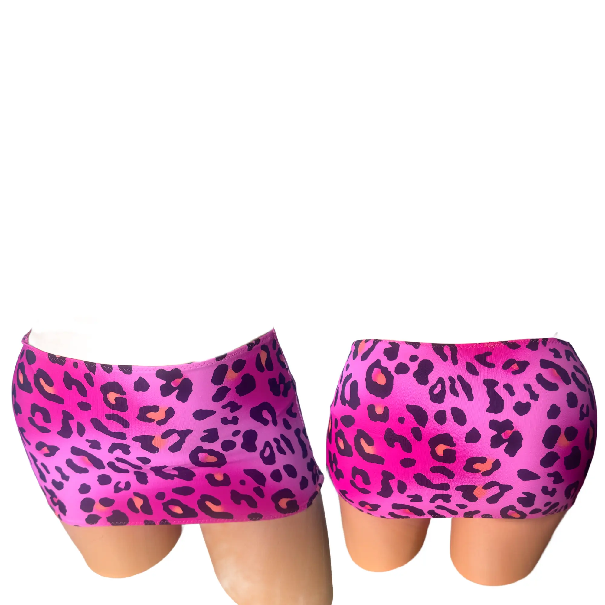 Neon Pink leopard print spandex Micro mini skirt cover up