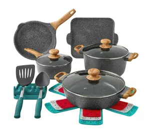 Charcoal 14pc Cookware Set - Versatile Cooking Utensils for Various Dishes Stylish Traditional