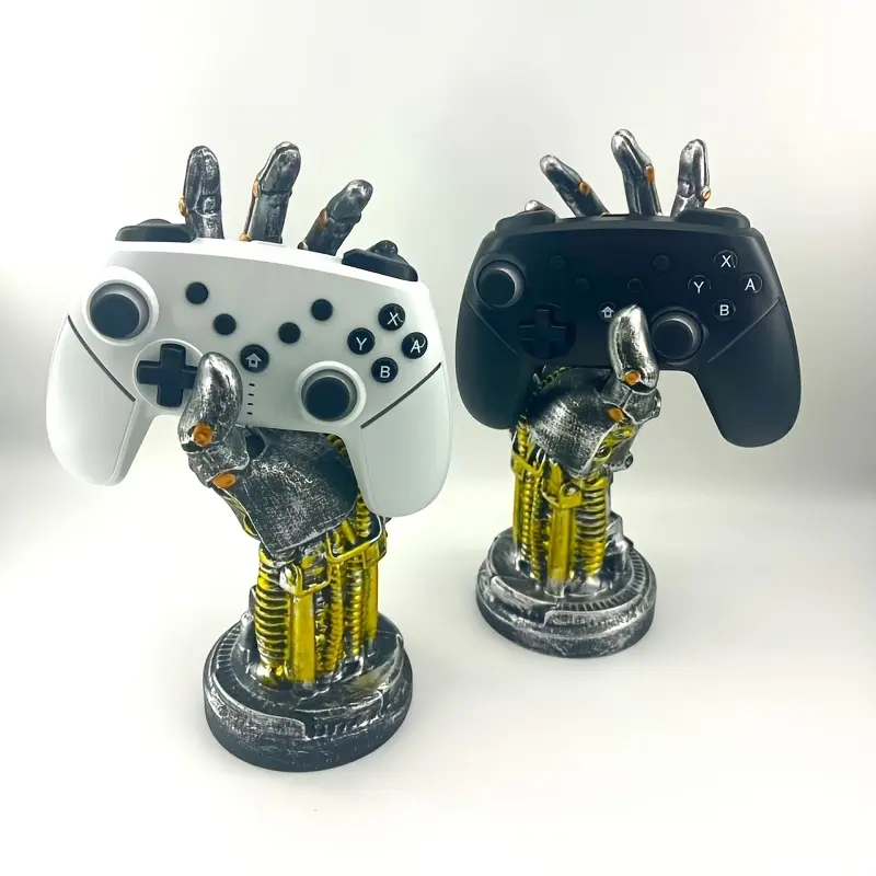 Sci-Fi Cyberpunk Mechanical Arm Statue, Futuristic Game Controller Holder, Headset Stand, Desktop Ornament, Perfect Gift for Gamers