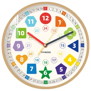 TIMESS 12-10 Inch Creative Colorful Early Learning Digital Wall Clock, Silent Quartz Teaching Clock for Students – Wall Decoration in Living Rooms, Bedrooms, and Classrooms, Educational Teaching Aid, Perfect Gift for Easter, and Graduation Season.