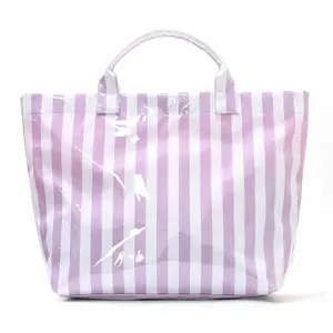 New striped tote bag, stylish and lightweight handbag, large-capacity portable travel shoulder bag for commuting