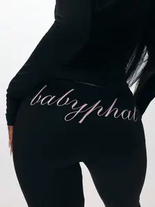 BABYPHAT Pull On Flare Leggings With Embroidered Script On Back For Casual Everyday Wear