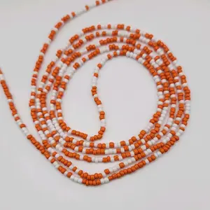 Orange Cream Waist Beads - Vibrant Orange and White Beads for Stylish Waist Jewelry