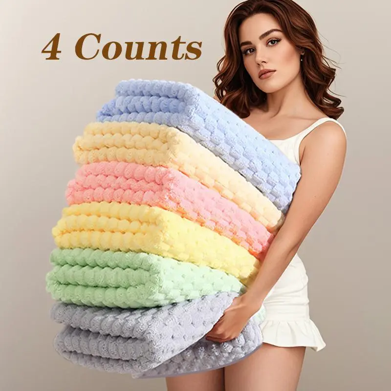 Soft Microfiber Bath Towel Set, 4 Counts/set Colorful Water Absorbent Towel, Suitable for Beaches, Bathrooms, Camping, Spas, Fast Drying, Lightweight, Suitable for Gym, Travel and Daily Comfort Microfiber Towels