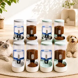 Kacoomi 2-Pack Gravity Automatic Pet Feeder & Water Dispenser Set, 1 Gal Each with Stainless Steel Bowls for Cats & Small Dogs