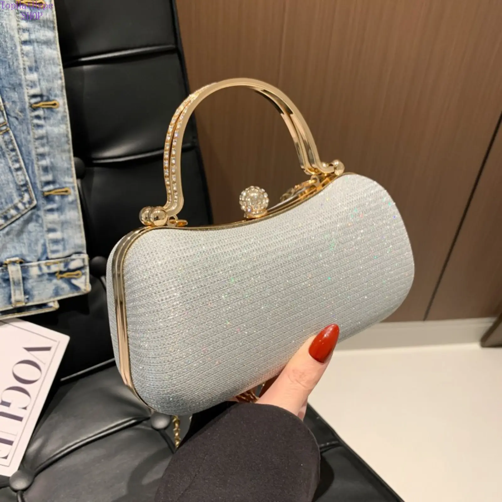 Women's 2026 Trendy Rhinestone Decorated Shoulder-Crossbody Bag - Luxury High-End Evening Clutch with Chain, Versatile Elegant Bag for Parties, Weddings, Rhinestone Decorated Bag