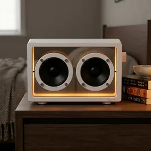 Cassette Glow Portable Wireless Speaker with RGB Lights, 20W Transparent bluetooth speakers,HD Powerful Sound and Wide Compatible with Smartphone&Computer for Home Use, Gaming&Desk Setup Device