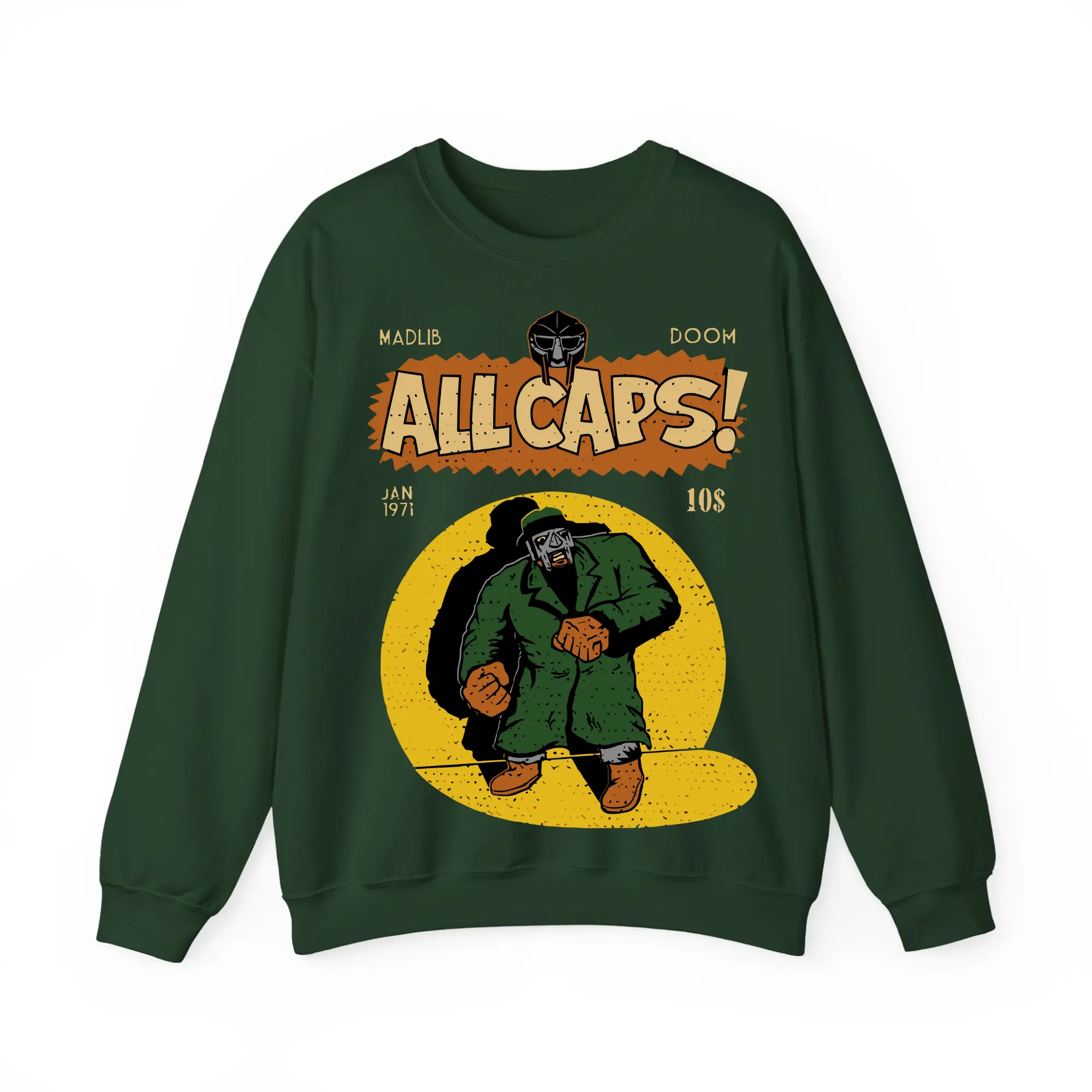 MF DOOM Madlib All Caps Sweatshirt, Vintage Rap Graphic Pullover, Streetwear Aesthetic Top, Casual Hip Hop Apparel for Men Gothic Rock Hoodie Long Sleeve