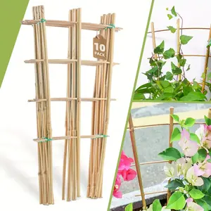 GrowJoy 16-Inch Bamboo Trellis - 10-Pack Fan-Shaped Plant Support for Potted Climbing Plants & Home Decoration