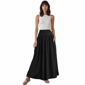 Seya Women's Solid Pocket Flared Casual Skirt, 2026 Summer Boho Beach Vacation Clothes Casual Pleated Flowy Maxi Skirt Elegant High Waist A-Line for Party Holiday Wedding Guest, Ladies Bottoms for All Seasons
