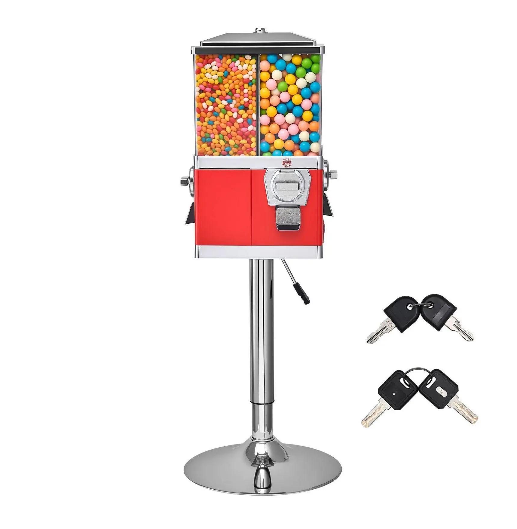 Candy Vending Machine, 4 Bin Gumball Machine with Stand - Adjustable Retro Candy Dispenser for Arcades, Shops, Home - VEVOR Commercial Candy Vending Default