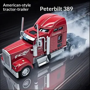 Large American Truck Model Toy Car, Alloy Trailer Head Simulation, Half-Hitch Transport Vehicle, Plaything