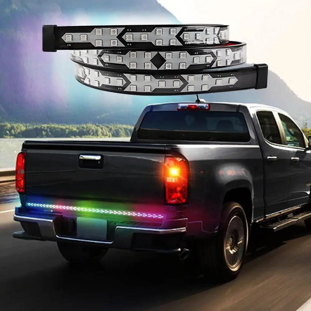 Car Truck Tailgate LED Light Bar, 1 Count 48 Inch Running Sequential Turn Signal Light Strip, Dynamic Fishbone Shaped LED Tailgate Light Bar, Led Lights Car, Led For Car