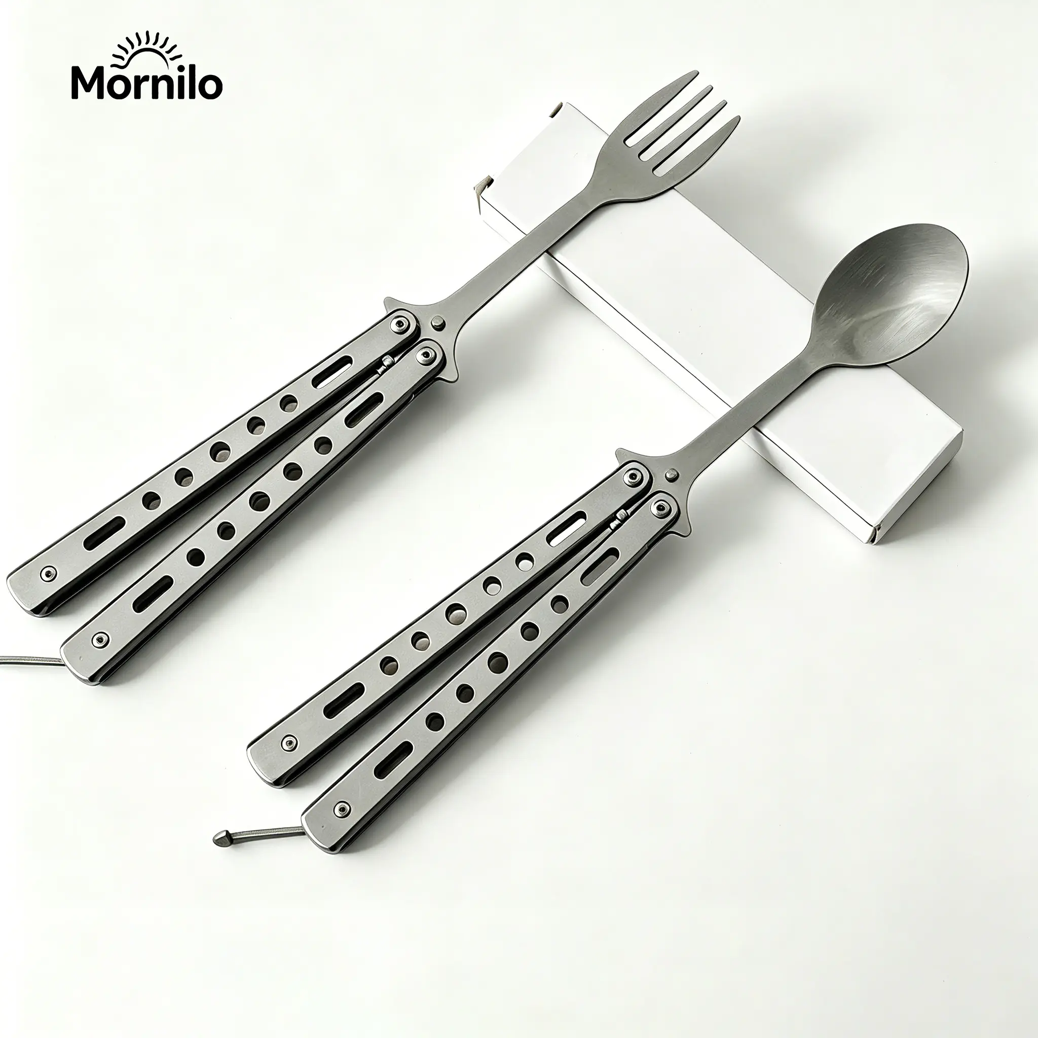 Foldable "Butterfly-Style" Cutlery (Includes Spoon And Fork)—Portable Travel Tableware And Multifunctional Outdoor Gear Suitable For BBQ, Picnics, Hiking, And Outdoor Cooking; An Ideal Choice For Camping, Survival Kits, And Outdoor EDC (Everyday Carry)