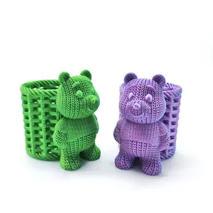 3D Printed Woven Bear Pen Holder, Creative Storage & Decoration, Pla Eco-Friendly Material, Unique Texture, Desk Decor or Holiday Gift