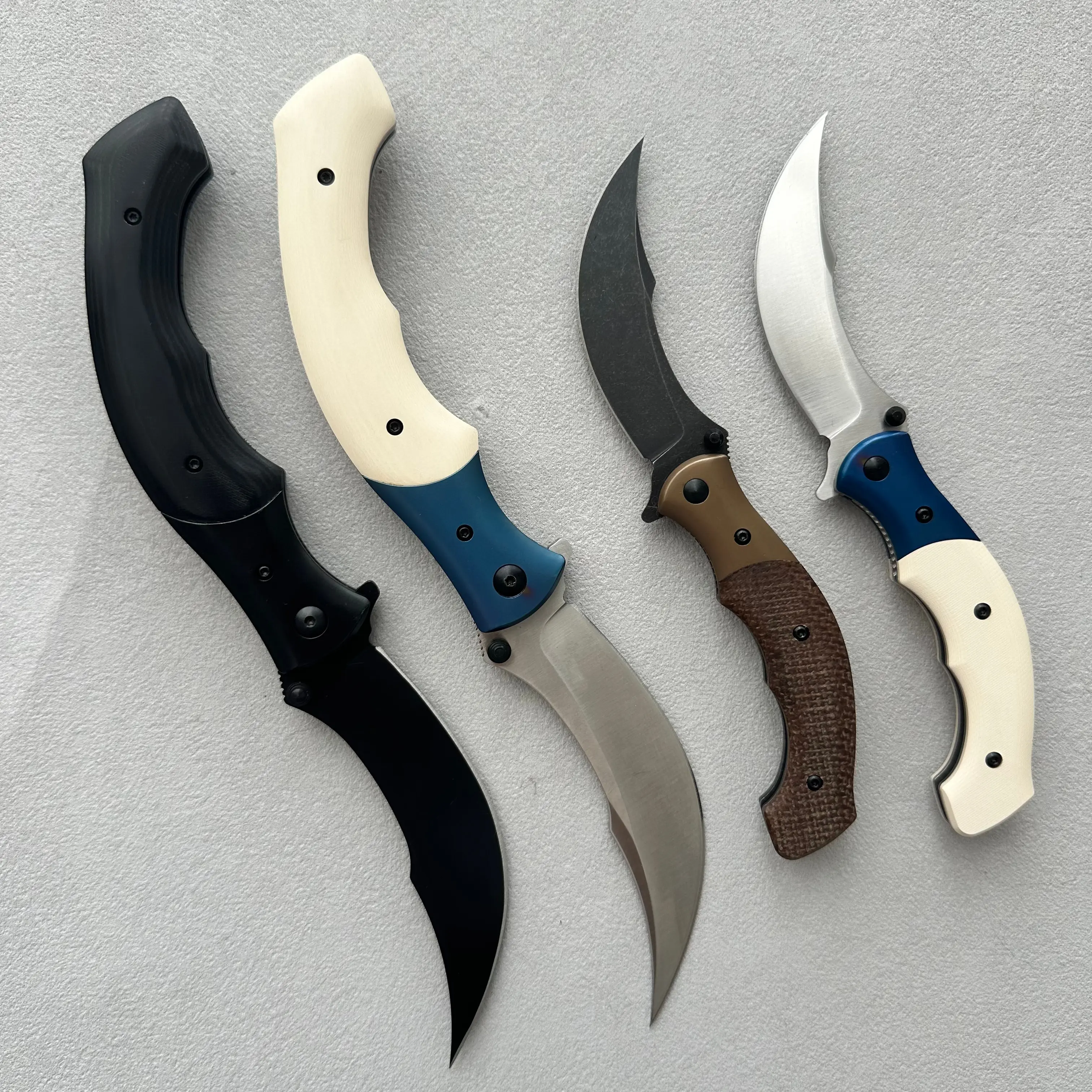Foldable EDC Folding Knife - D2 Steel Persian Blade (3.1 mm), Black G10 Handle XL, Linen G10 Handle, 186 g, EDC Survival Tool, Outdoor Survival Gear, Portable Multipurpose Knives, Precision Camping Tool, Camping Gear