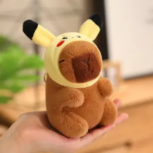 Cute Capybara Plush Toy with Hat Simulation Capybara Cosplay Crab Rabbit Cat Doll Small Size Stuffed Animals Bag Pendant Gift