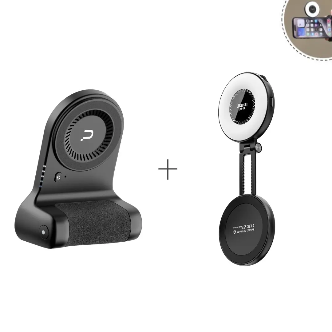 Magnetic Power Grip + Black LM19 Selfie Light