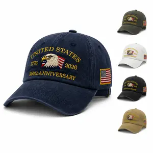 USA 250th Anniversary Embroidered Adjustable Snapback Baseball Cap - 1776-2026 Patriotic Eagle Dad Hat, Mens Hats for Men and Women, Washed Design
