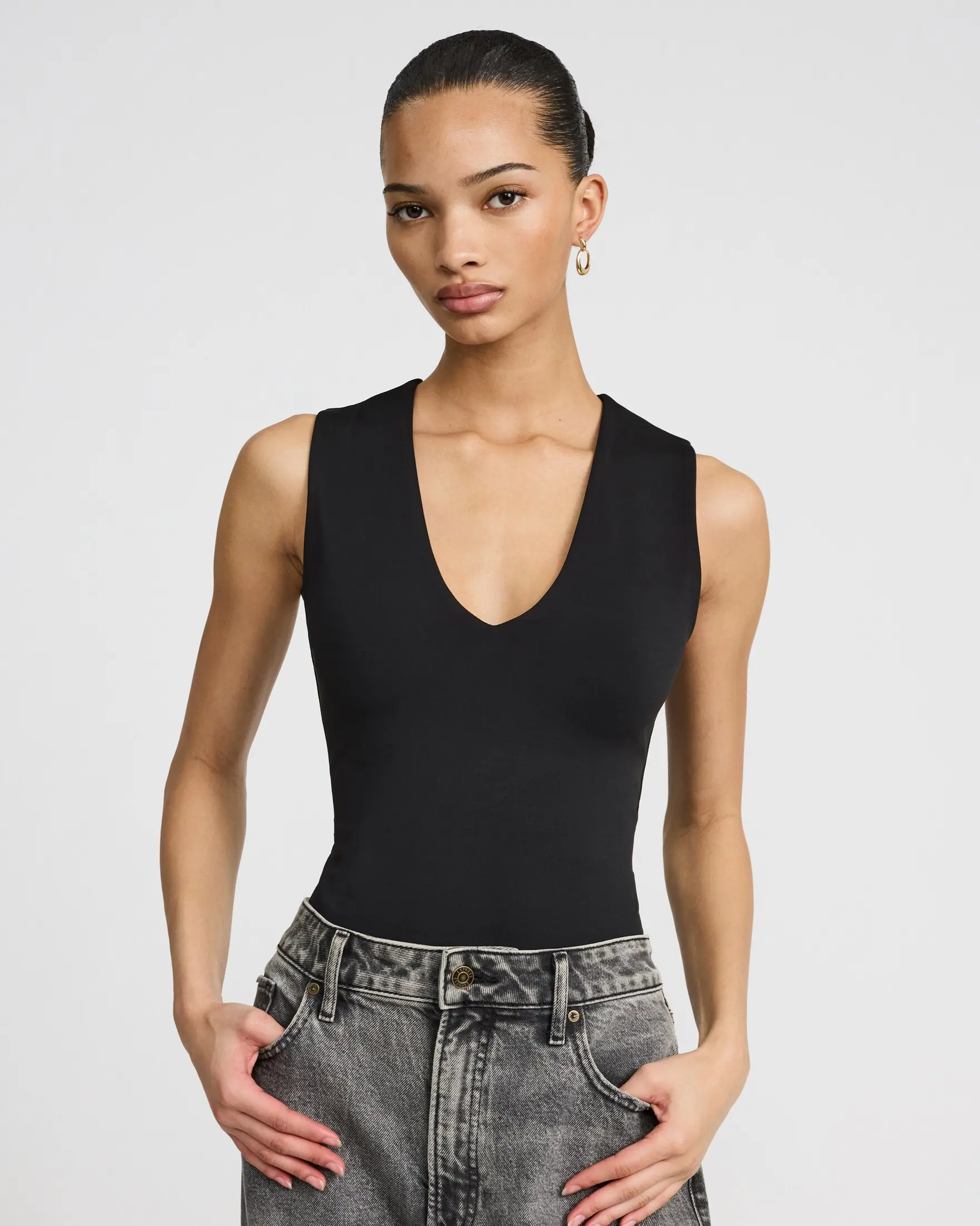 Express Body Contour High Compression Deep V-Neck Bodysuit