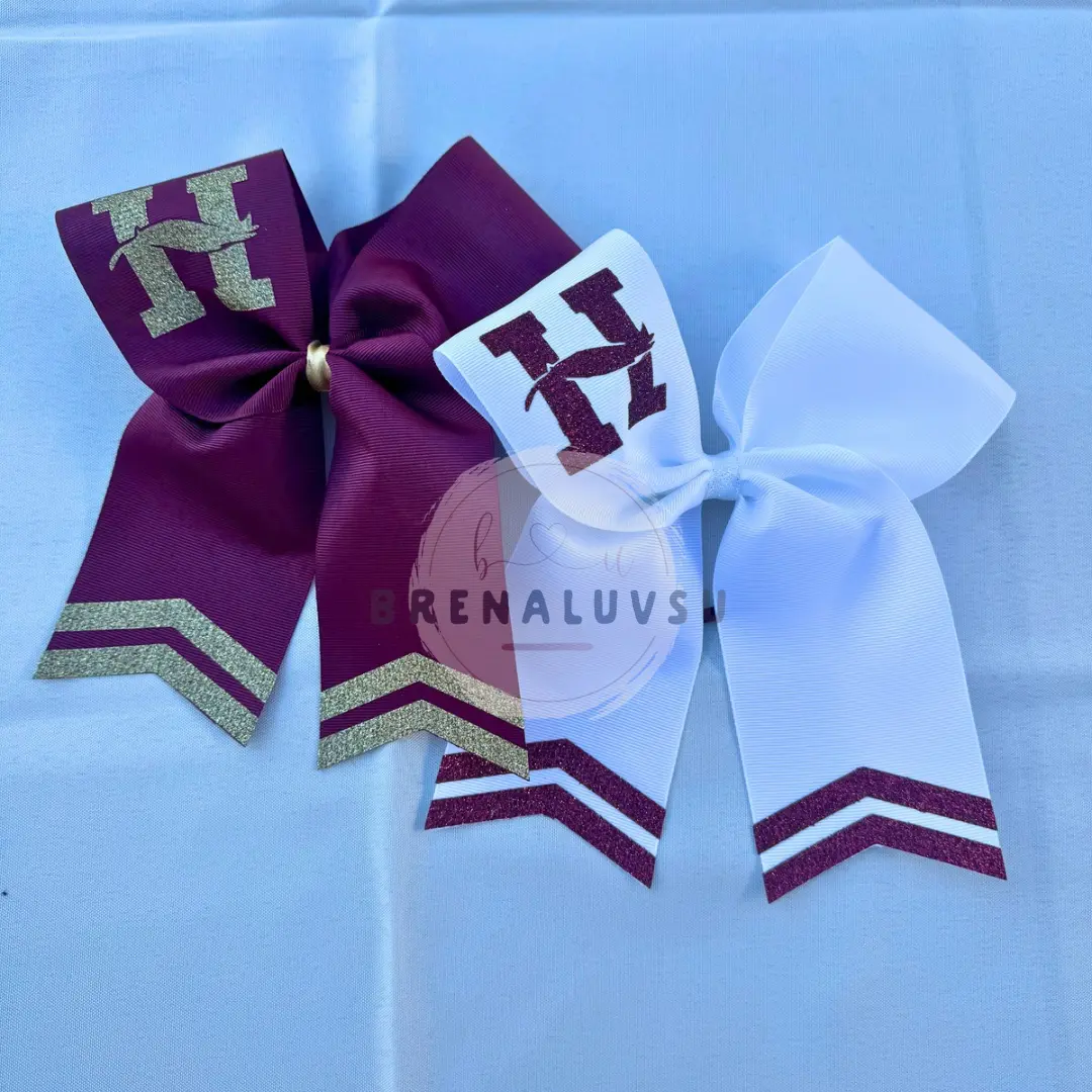 Brenaluvsu Cheer Bow with Glitter Logo & Chevron Tails