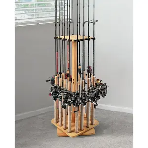 Fishing Rod Holders for Garage 360  Rotating Fishing Pole Rack with Floor Stand, Holds Up to 16 Rods, Ideal for Fishing Gear Storage - Boyfriend
