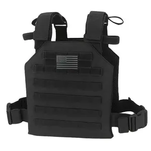 AdjustableLightweightTacticalMOLLEVestwithAmericanFlagPatch-Tear-Resistant,Breathable&Stain-ResistantBlackTacticalGearforOutdoorHunting,,Hiking,Running,All-SeasonUse&4thofJuly-FitActivewearActivewearsanjaycraigcostume