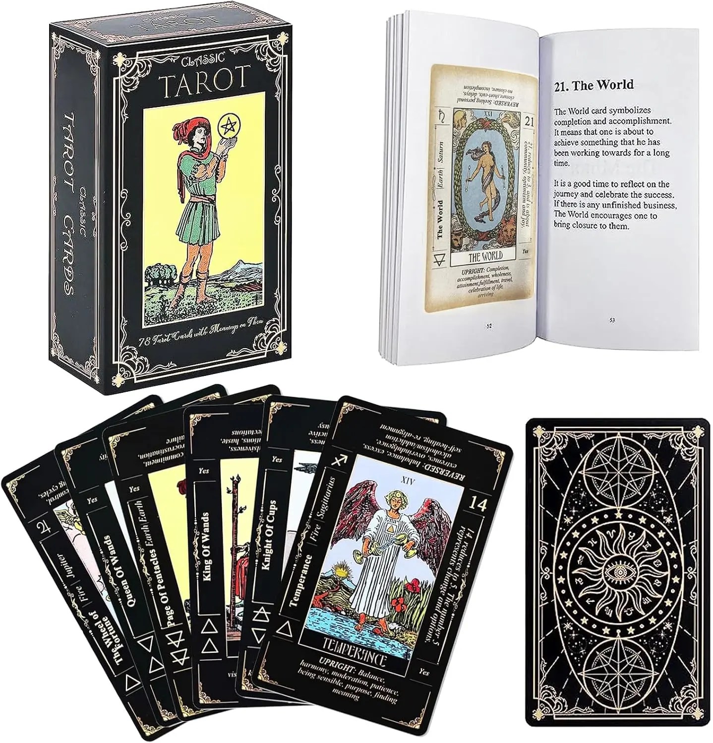 Tarot Card Decks with Guide Book - Tarot Card Game, Classic Novelty Toy for Beginner Hobby Enthusiasts