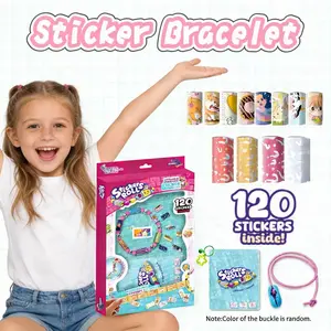 DIY Bead Sticker Bracelet Set, Original Wearable Shareable Toy Stickers, Includes 120 Mini Stickers, Bonus Necklace & 4 Rolls Mystery Stickers