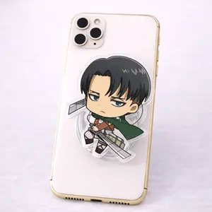 Cute AOT Chibi Levi Acrylic Magnetic Phone Grip, Aesthetic Captain Levi Y2K Japan Anime Magsafe Kickstand, Durable Phone Holder Accessories