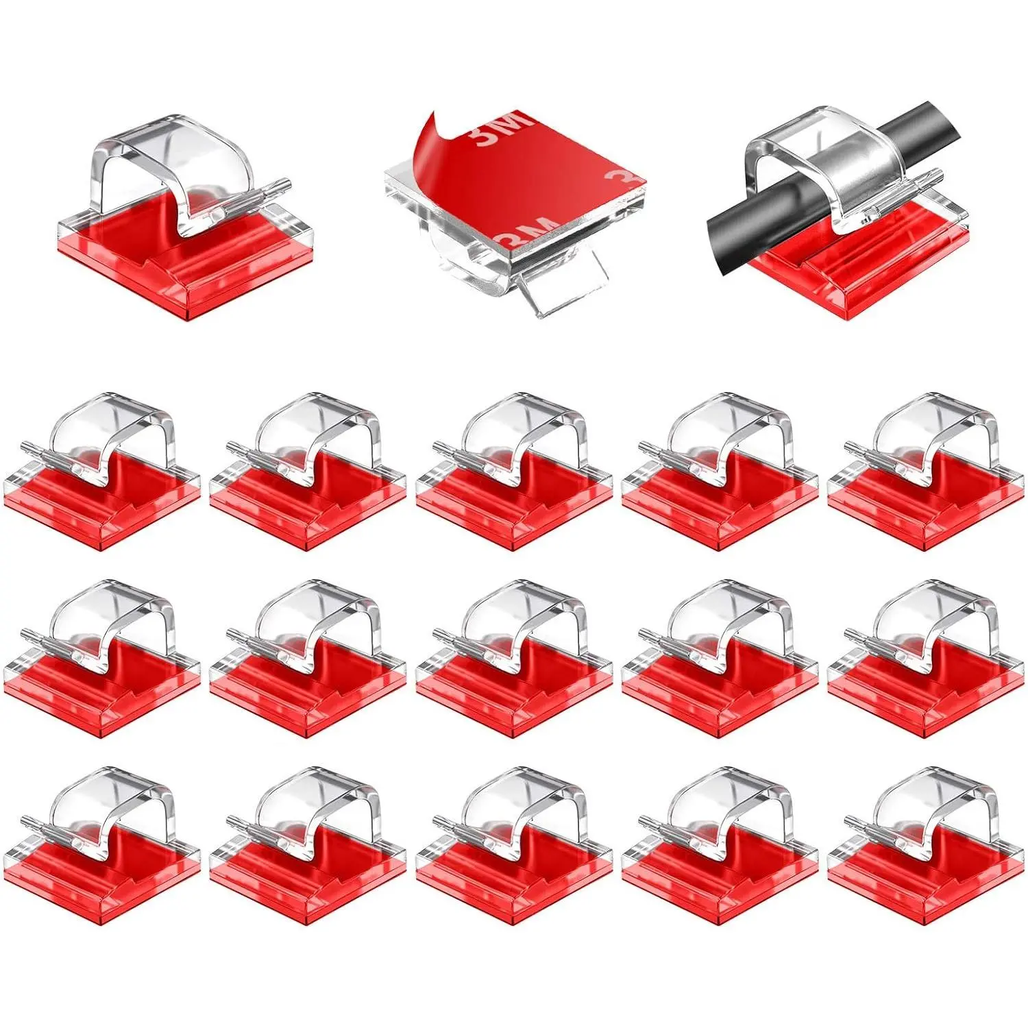 50-Count PA66 Nylon Self-Adhesive Cable Management Clips - Cool Office Desk Gadgets, Office Accessories for Organized Storage & Multi-Purpose Cord Storage, Easy-Remove Desk Stationery for 0-0.26 in Small Wires