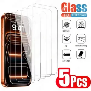 5-piece Set HD Tempered Glass Screen Protector for iPhone 13/14/15/16/17 Pro Max, 14/15/16 Plus, 17 Air - Tempered Glass Protective Film